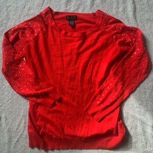 Questions red light sweater blouse with diamonds on the arms